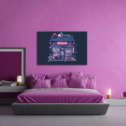 Leinwandbild Neonshop voller Pixelzauber in einer verspielten Welt. - deyoli