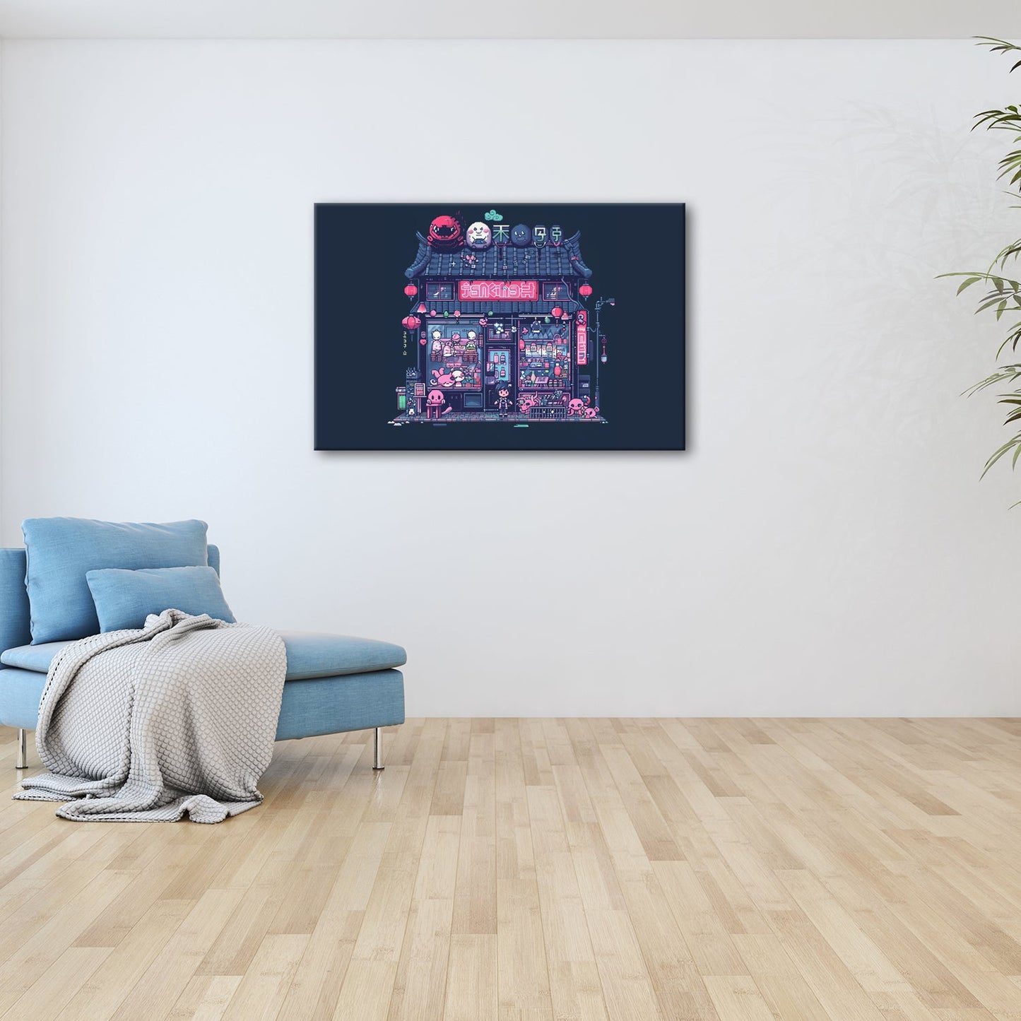 Leinwandbild Neonshop voller Pixelzauber in einer verspielten Welt. - deyoli