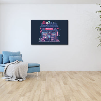 Leinwandbild Neonshop voller Pixelzauber in einer verspielten Welt. - deyoli