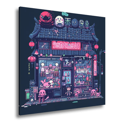 Leinwandbild Neonshop voller Pixelzauber in einer verspielten Welt. - deyoli