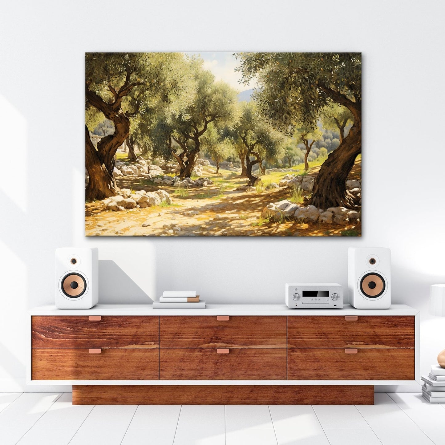 Leinwandbild Olivenhain XXL – Sonnendurchflutet voller mediterraner Ruhe - deyoli