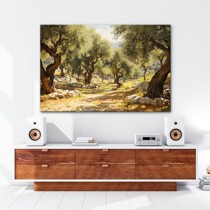 Leinwandbild Olivenhain XXL – Sonnendurchflutet voller mediterraner Ruhe - deyoli