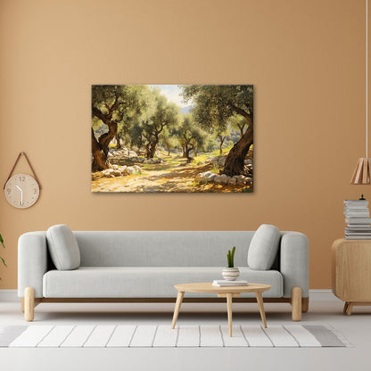 Leinwandbild Olivenhain XXL – Sonnendurchflutet voller mediterraner Ruhe - deyoli