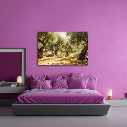 Leinwandbild Olivenhain XXL – Sonnendurchflutet voller mediterraner Ruhe - deyoli