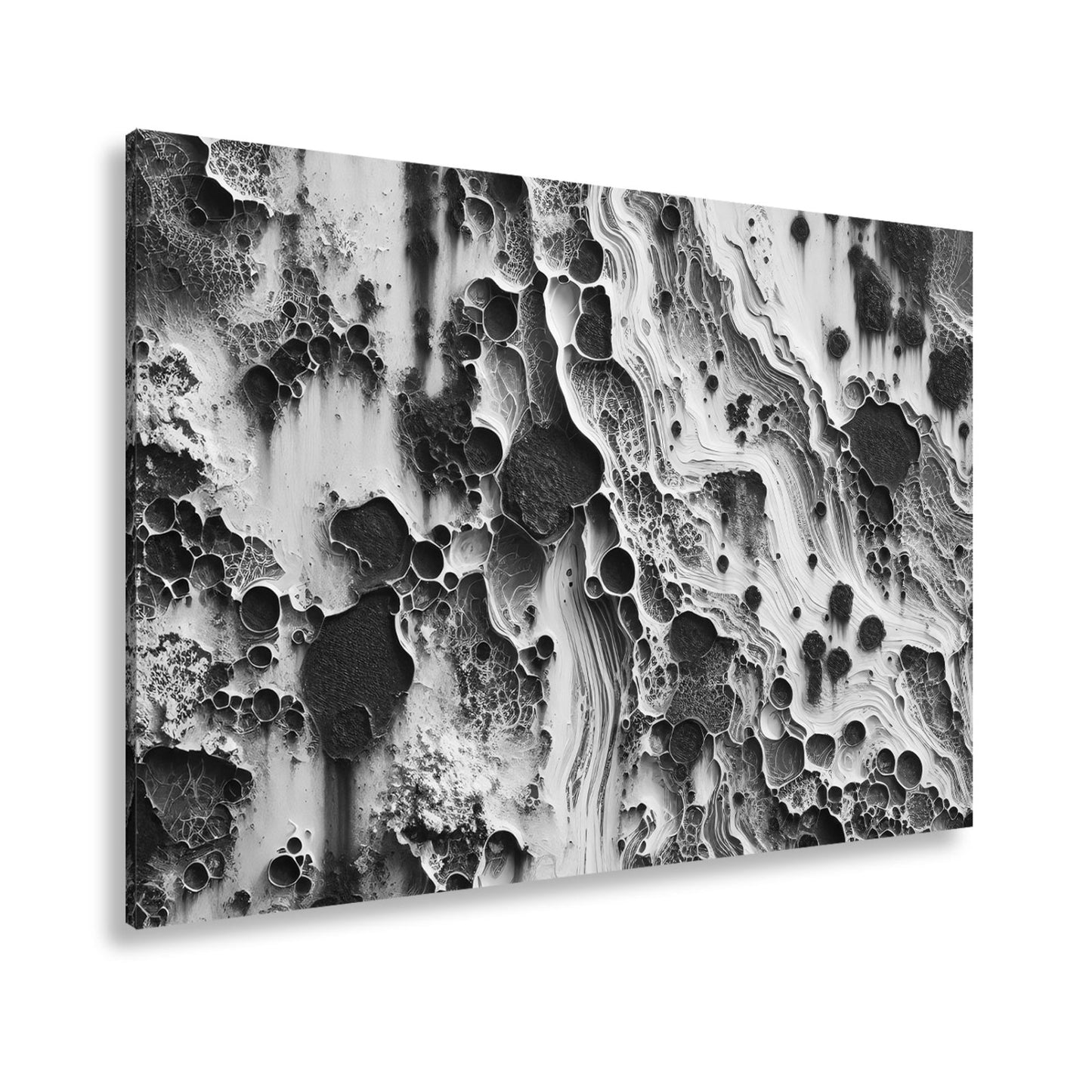 Leinwandbild Organische Rostlandschaft voller Blasen, Linien und abstrakter Muster - deyoli