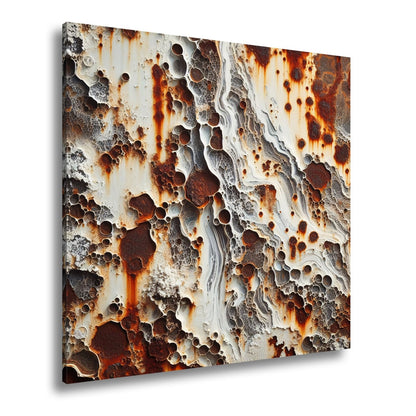 Leinwandbild Organische Rostlandschaft voller Blasen, Linien und abstrakter Muster - deyoli