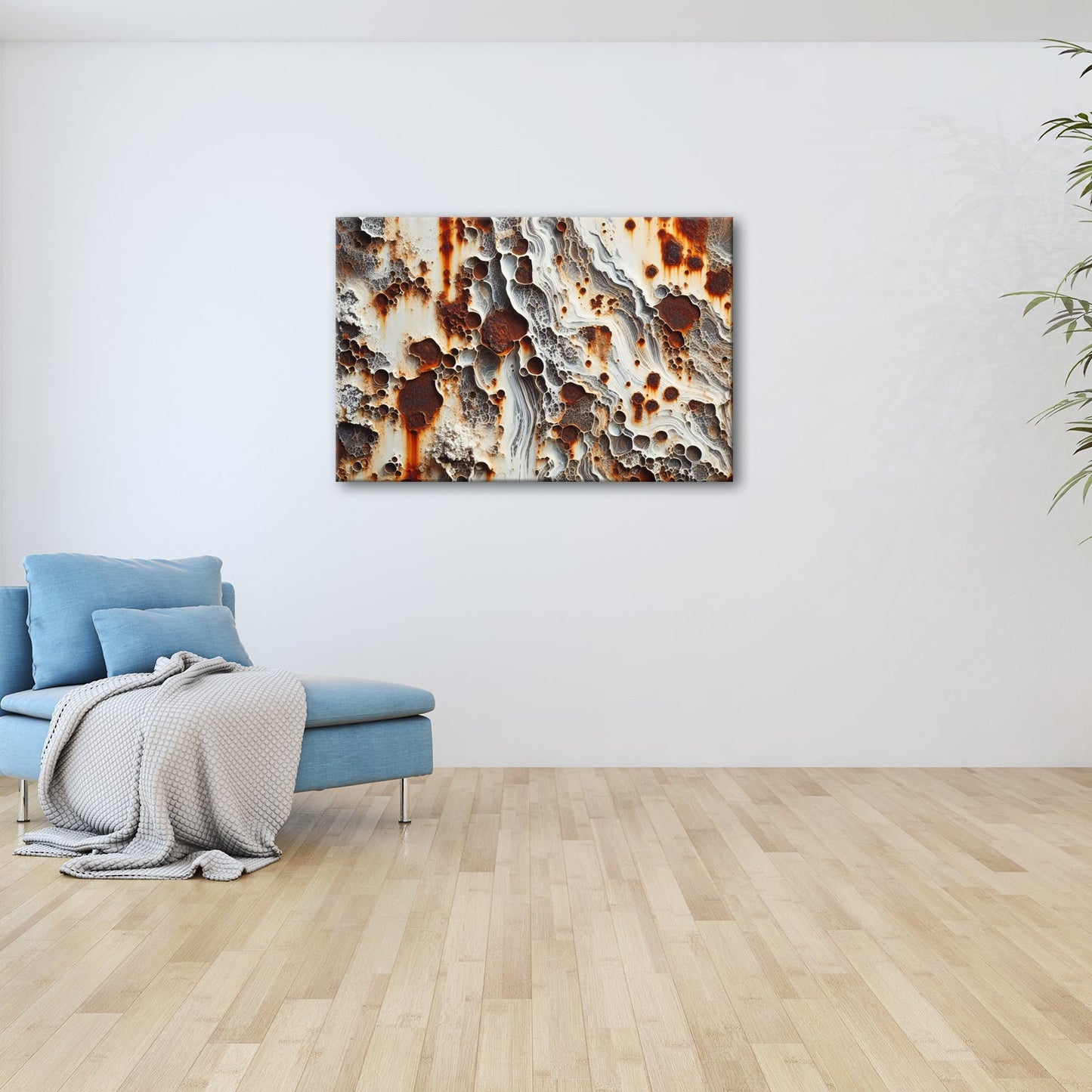 Leinwandbild Organische Rostlandschaft voller Blasen, Linien und abstrakter Muster - deyoli