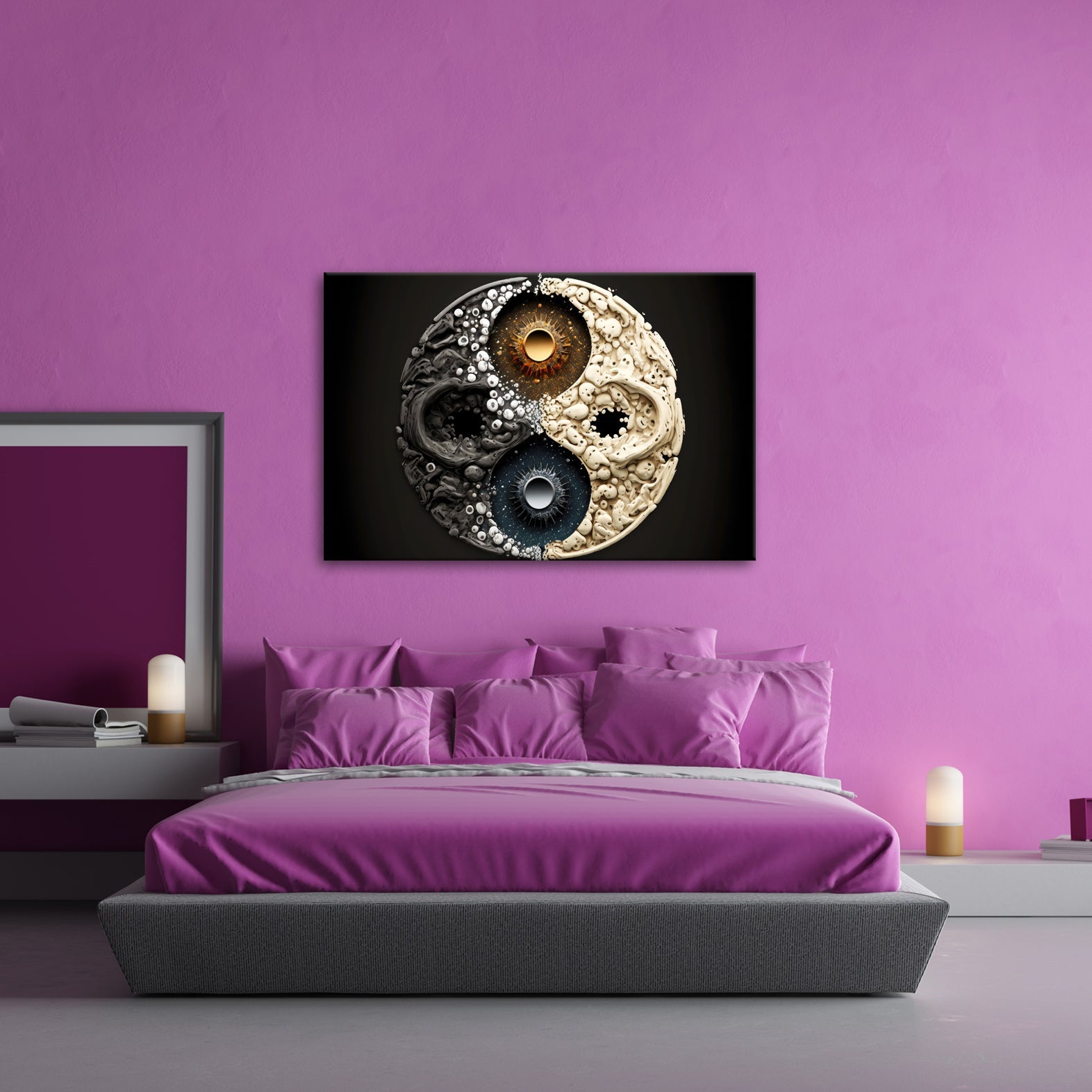 Leinwandbild Organisches Yin - Yang wirbelt in chaotischer Harmonie - deyoli