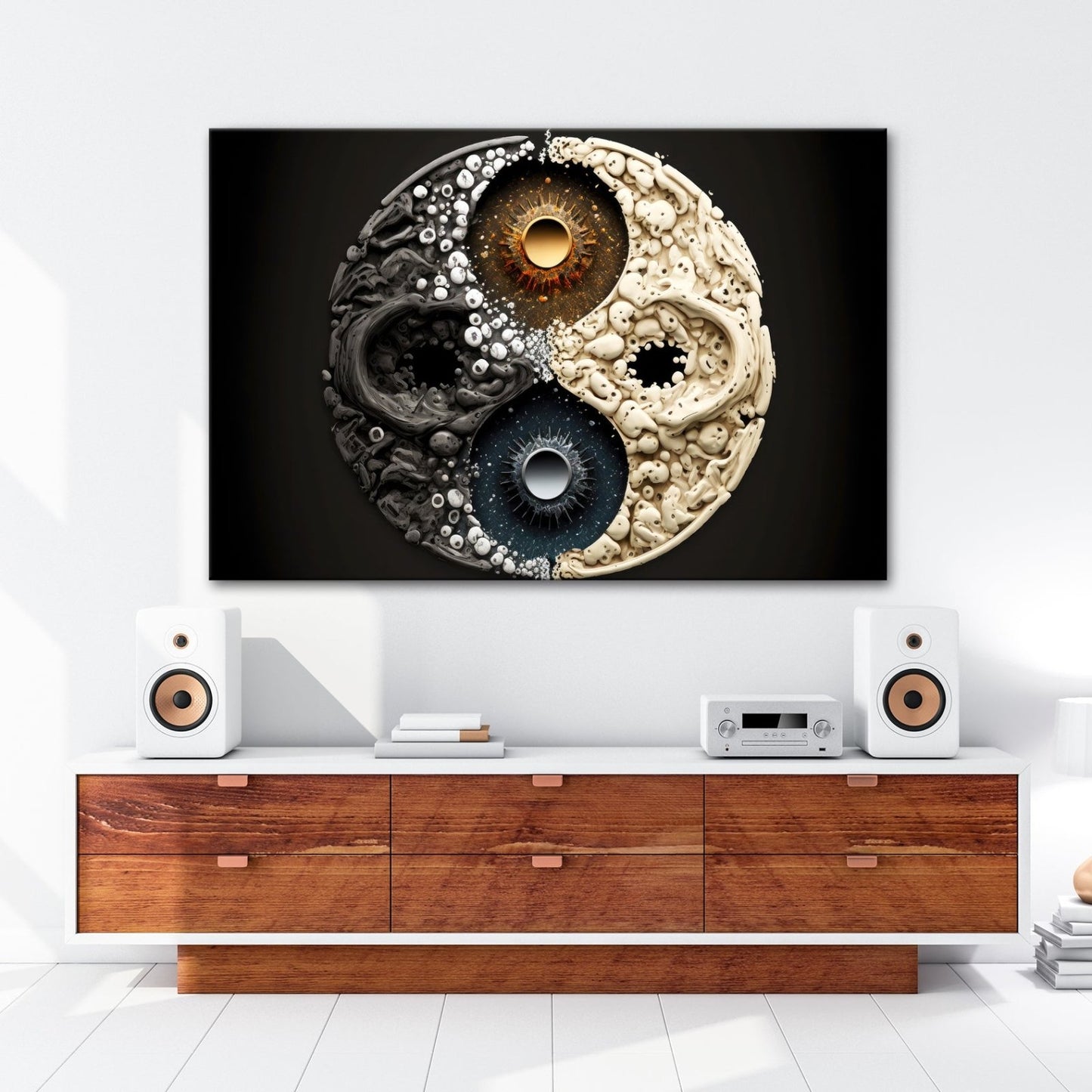 Leinwandbild Organisches Yin - Yang wirbelt in chaotischer Harmonie - deyoli