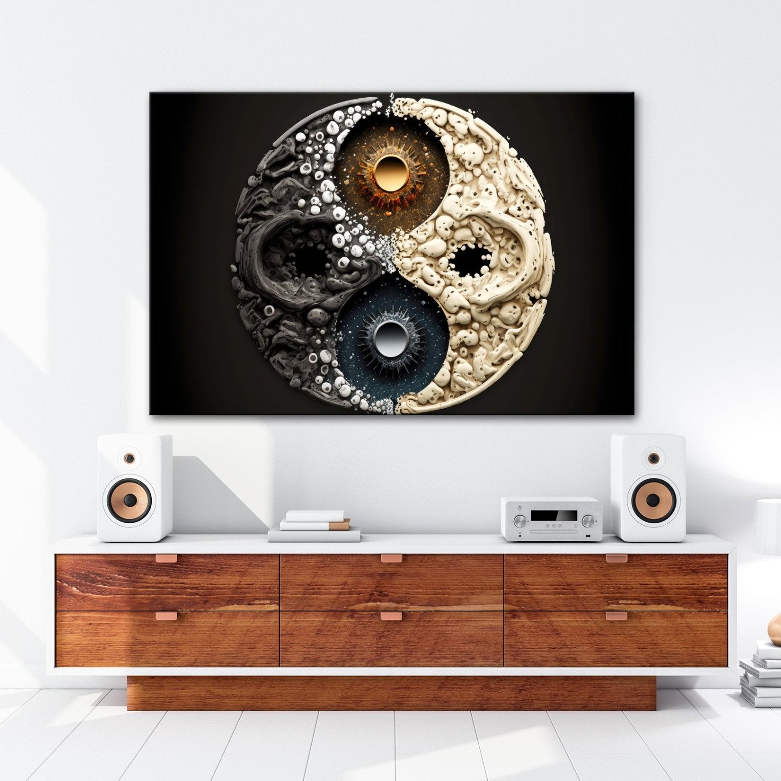 Leinwandbild Organisches Yin - Yang wirbelt in chaotischer Harmonie - deyoli