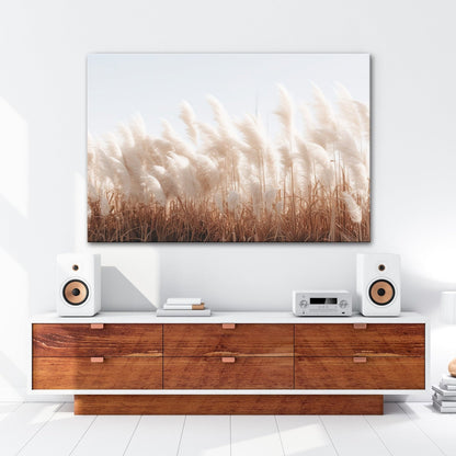 Leinwandbild Pampasgras XXL – Goldenes Licht & Naturmotiv für Wohnzimmer - deyoli