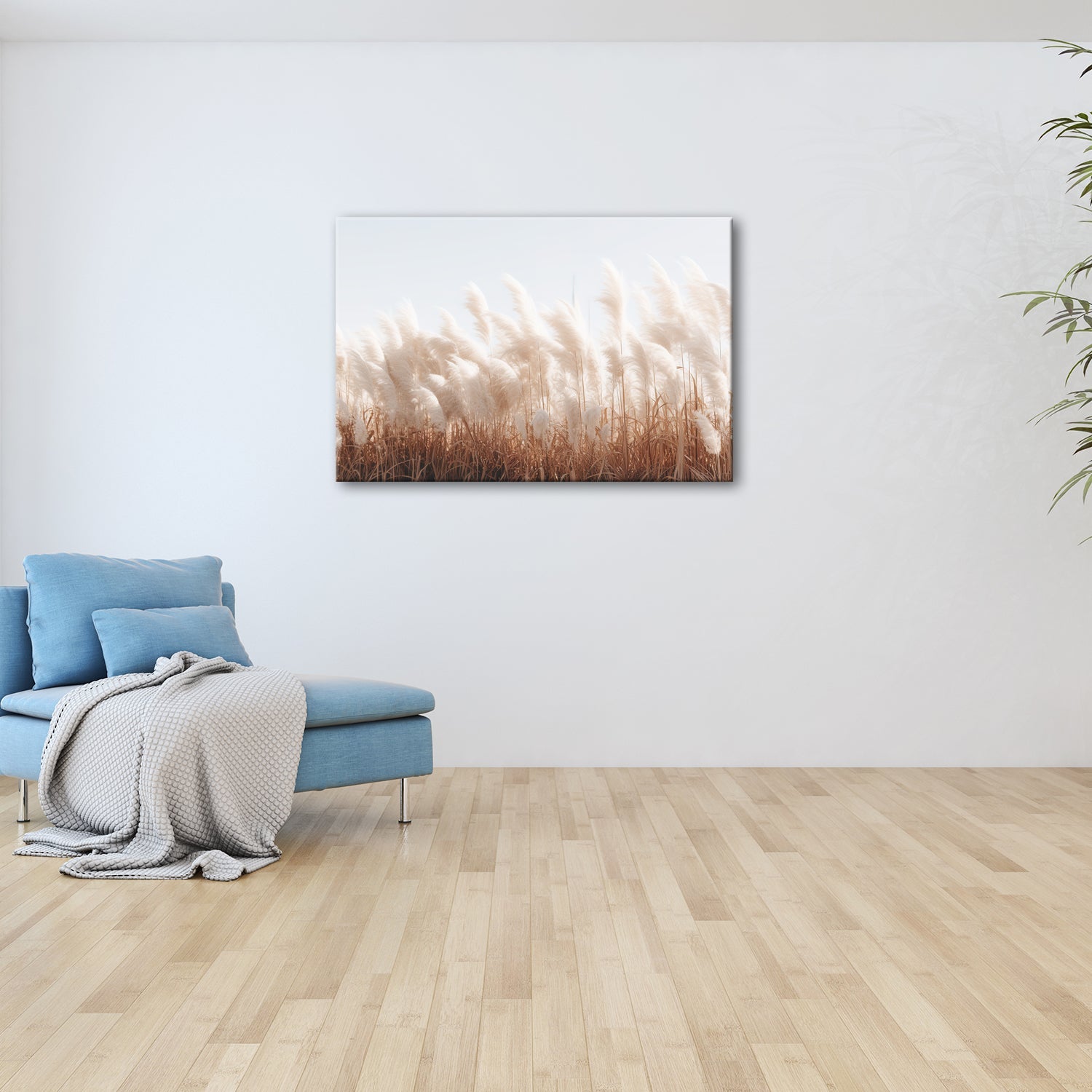 Leinwandbild Pampasgras XXL – Goldenes Licht & Naturmotiv für Wohnzimmer - deyoli