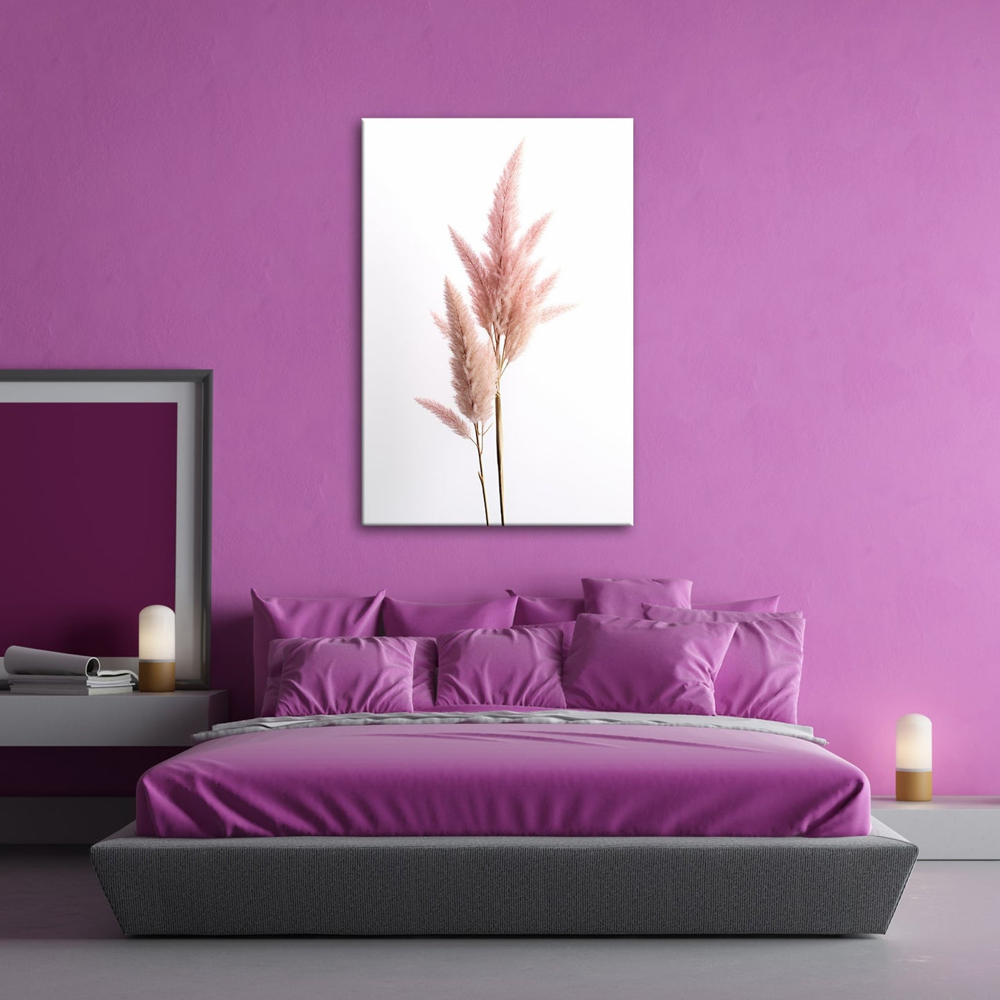 Leinwandbild Pampasgras XXL – Rosa Eleganz im Licht für Wohnzimmer - deyoli