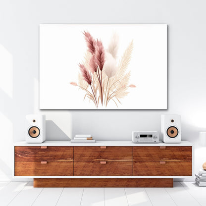 Leinwandbild Pampasgras XXL – Rosé & Creme Naturmotiv für Wohnzimmer - deyoli