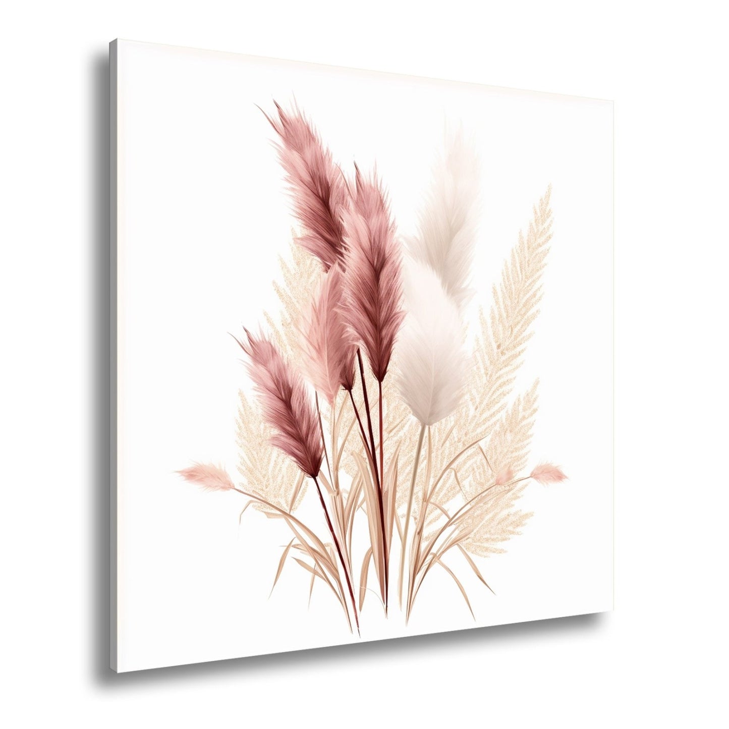 Leinwandbild Pampasgras XXL – Rosé & Creme Naturmotiv für Wohnzimmer - deyoli