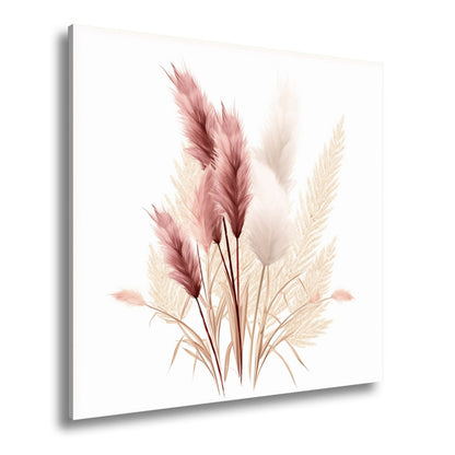 Leinwandbild Pampasgras XXL – Rosé & Creme Naturmotiv für Wohnzimmer - deyoli