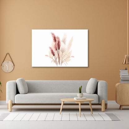 Leinwandbild Pampasgras XXL – Rosé & Creme Naturmotiv für Wohnzimmer - deyoli