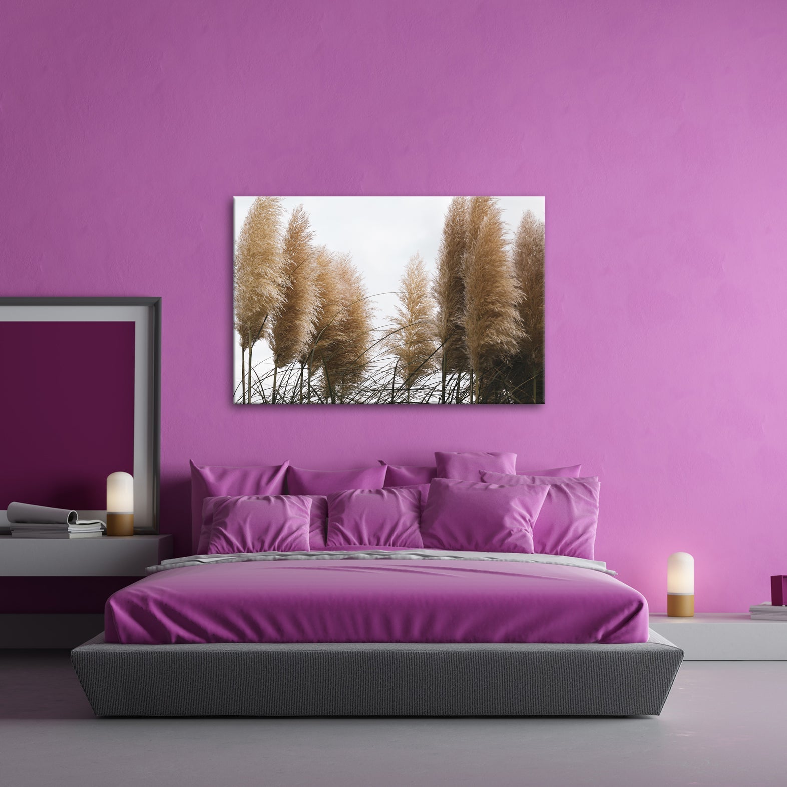 Leinwandbild Pampasgras XXL – Sanftes Himmelslicht Naturmotiv für Wohnzimmer - deyoli
