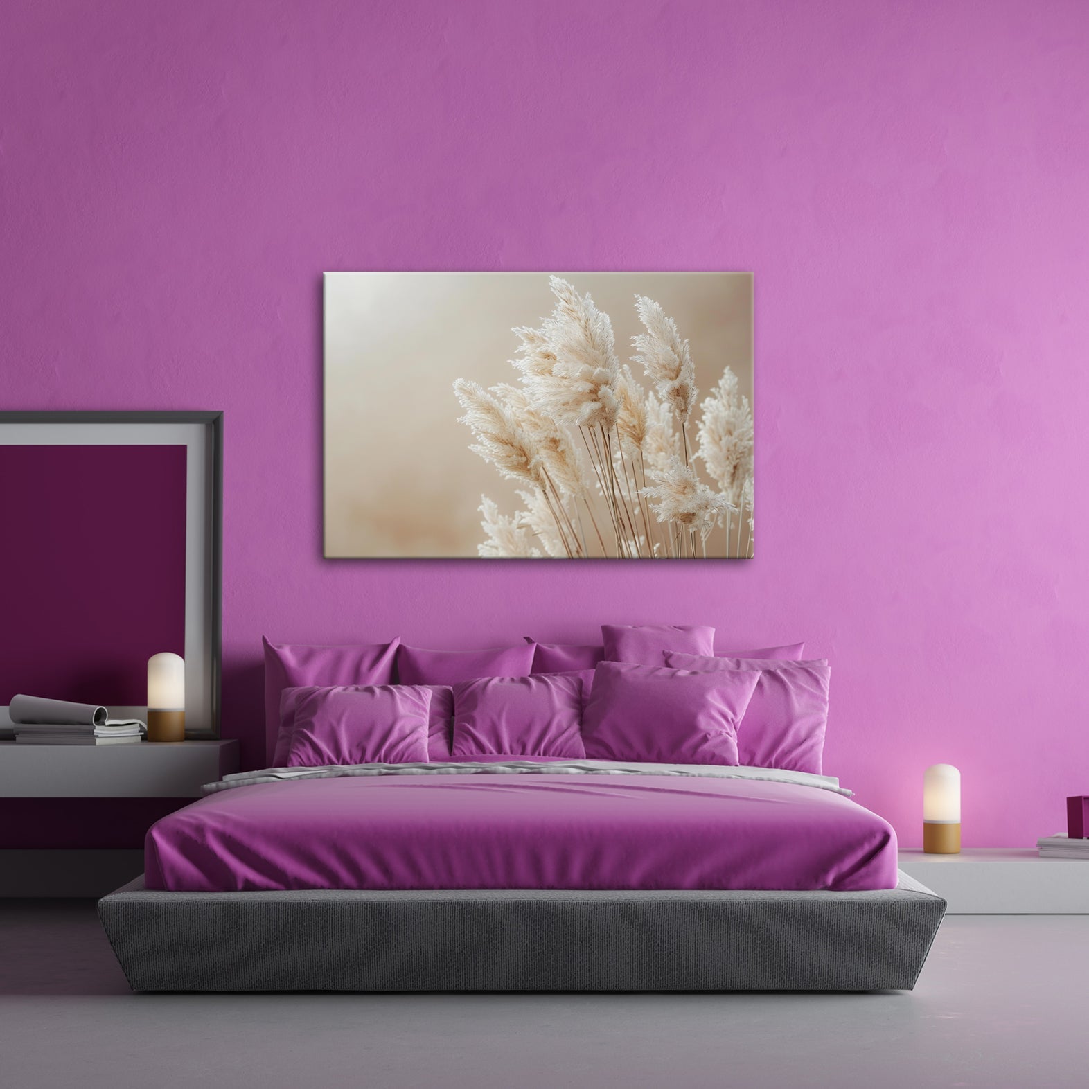 Leinwandbild Pampasgras XXL – Zartes Naturmotiv für Wohnzimmer & Schlafzimmer - deyoli