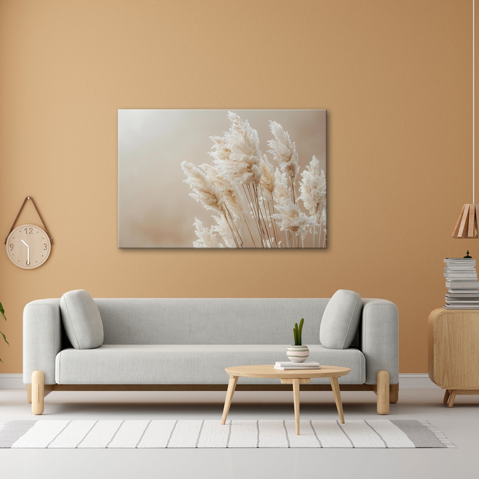 Leinwandbild Pampasgras XXL – Zartes Naturmotiv für Wohnzimmer & Schlafzimmer - deyoli