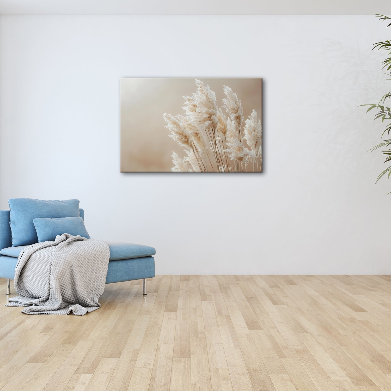 Leinwandbild Pampasgras XXL – Zartes Naturmotiv für Wohnzimmer & Schlafzimmer - deyoli