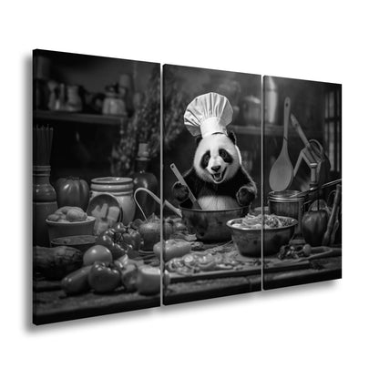 Leinwandbild Panda - Chefkoch – Genuss mit Bambus und Gemüse. - deyoli
