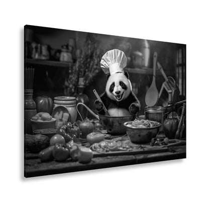 Leinwandbild Panda - Chefkoch – Genuss mit Bambus und Gemüse. - deyoli