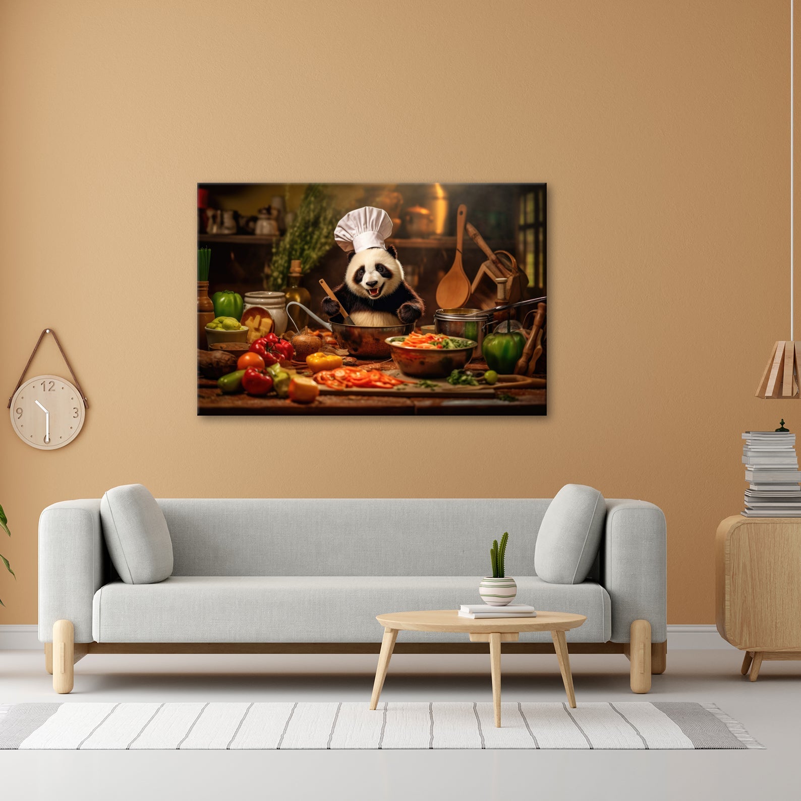 Leinwandbild Panda - Chefkoch – Genuss mit Bambus und Gemüse. - deyoli