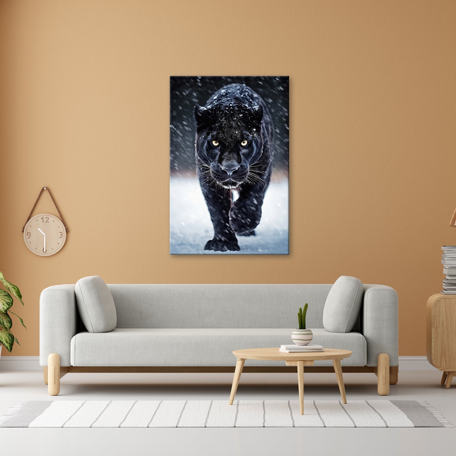 Leinwandbild Panther im Schnee – Eleganz jagt durch winterliche Stille. - deyoli