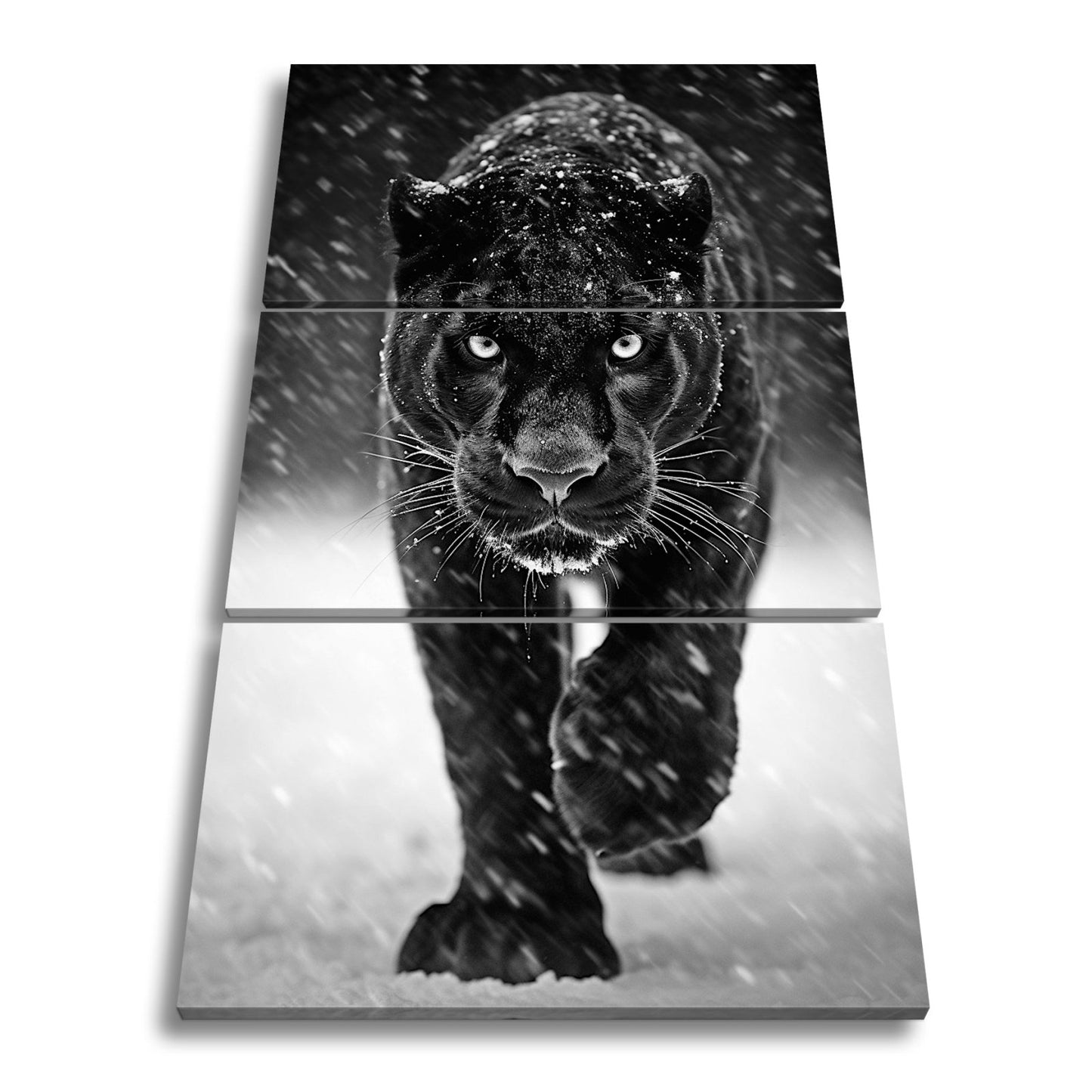 Leinwandbild Panther im Schnee – Eleganz jagt durch winterliche Stille. - deyoli