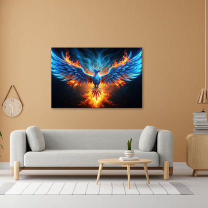 Leinwandbild Phönix erhebt sich – Flammen aus Licht & Macht XXL - deyoli