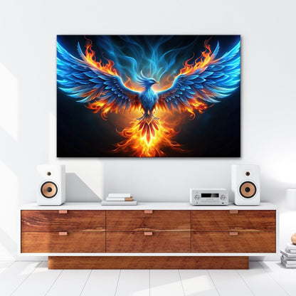 Leinwandbild Phönix erhebt sich – Flammen aus Licht & Macht XXL - deyoli