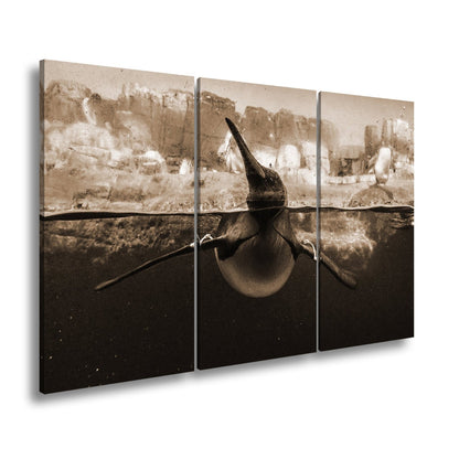 Leinwandbild Pinguin gleitet elegant durch eisiges, klares Wasser. - deyoli