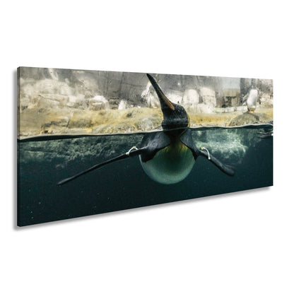 Leinwandbild Pinguin gleitet elegant durch eisiges, klares Wasser. - deyoli