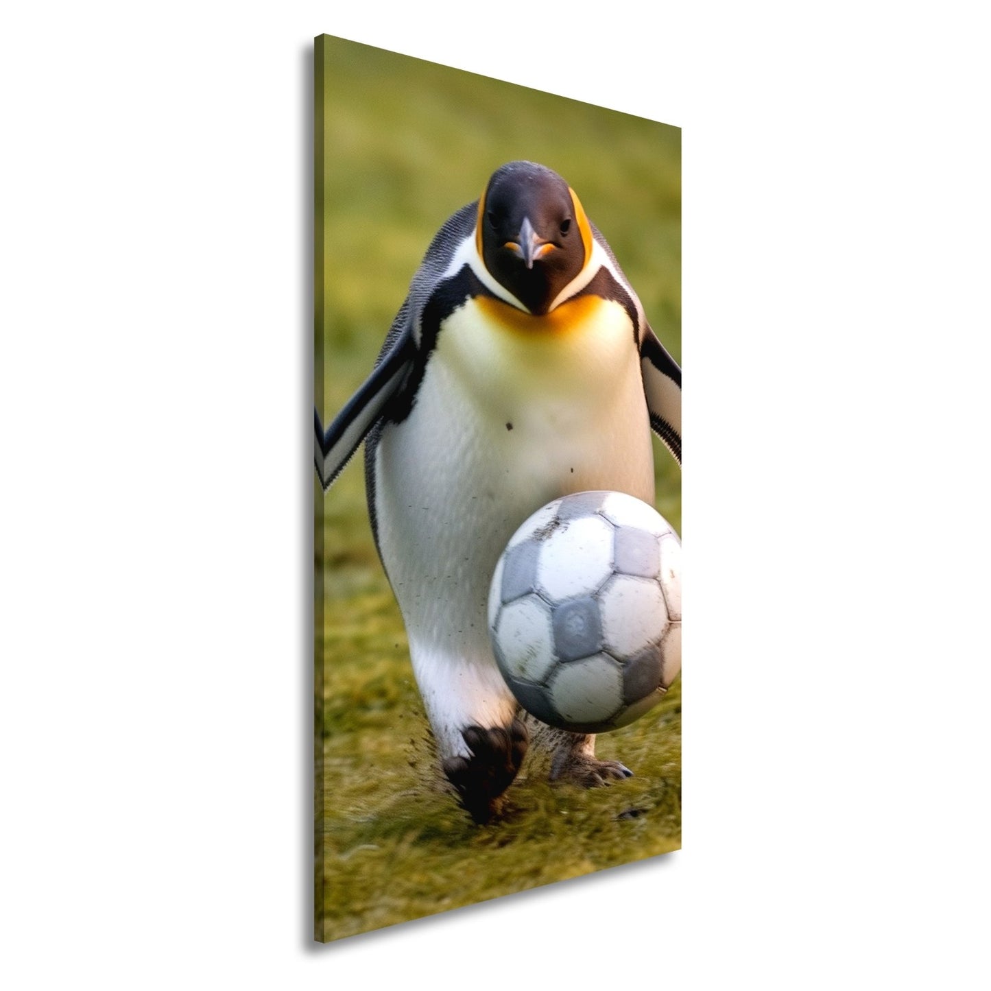 Leinwandbild Pinguin mit Ballgefühl – elegant auf dem Spielfeld. - deyoli