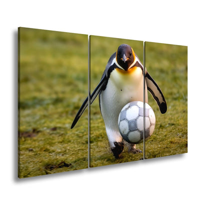 Leinwandbild Pinguin mit Ballgefühl – elegant auf dem Spielfeld. - deyoli