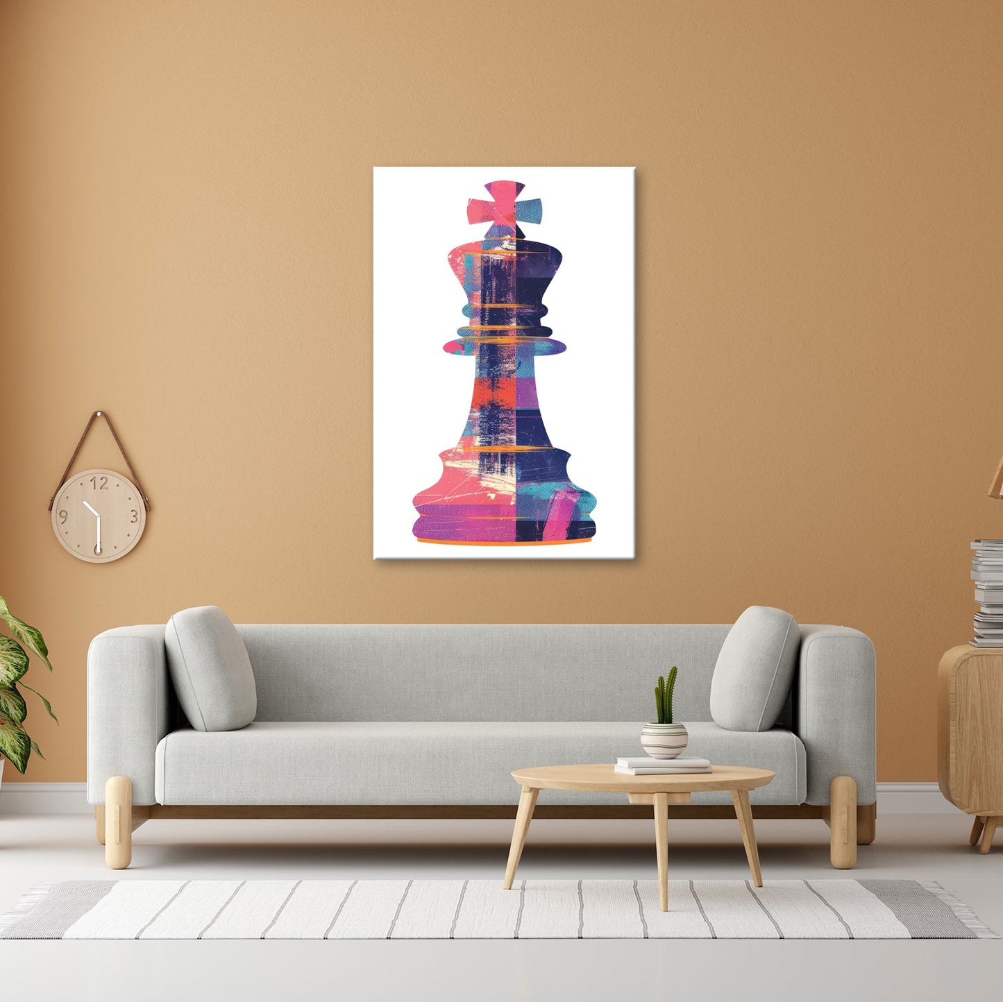Leinwandbild Popart - König: Schachfigur voller Farbe, Struktur und Ausdruckskraft - deyoli