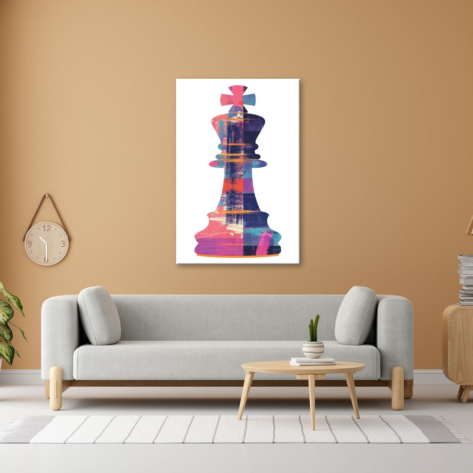 Leinwandbild Popart - König: Schachfigur voller Farbe, Struktur und Ausdruckskraft - deyoli
