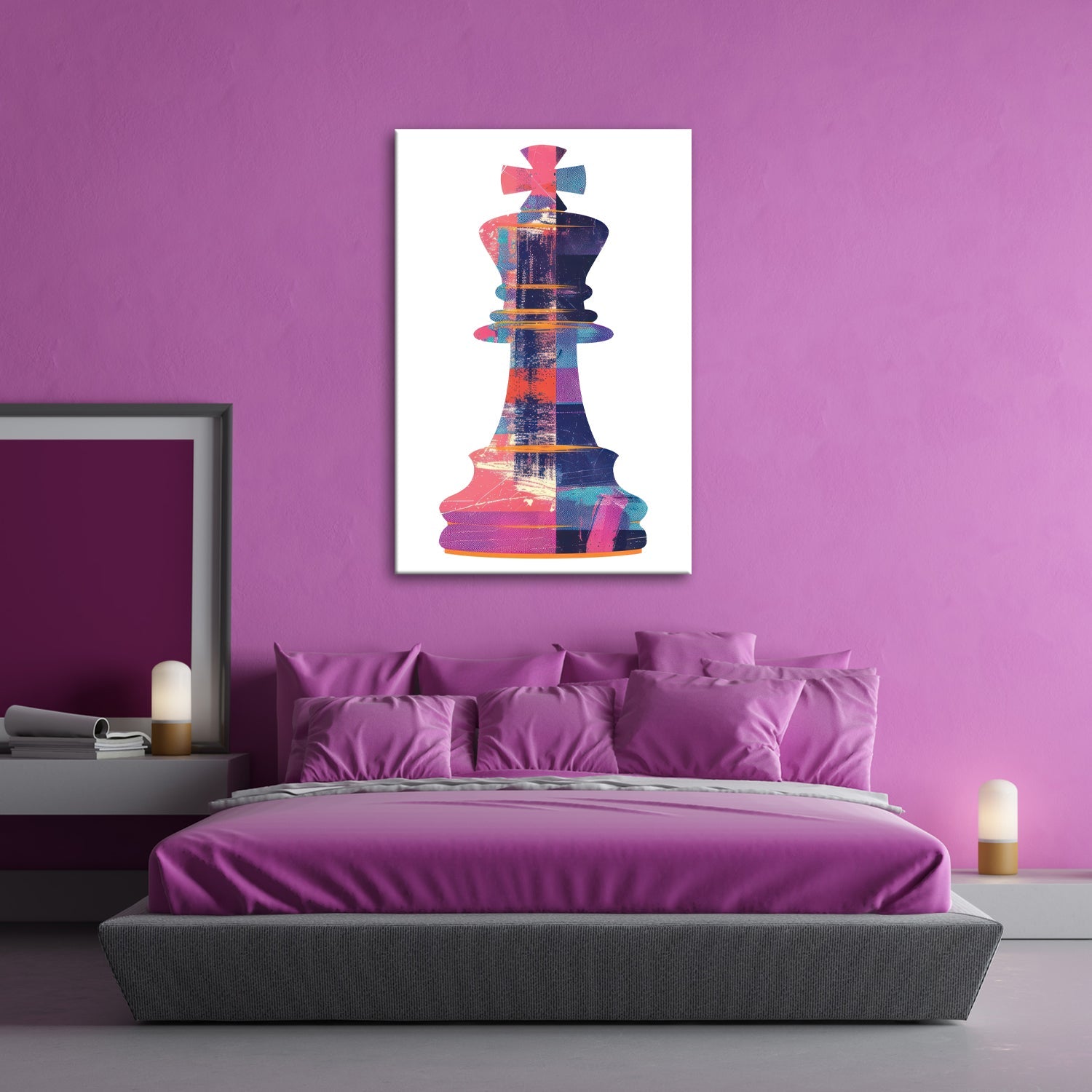 Leinwandbild Popart - König: Schachfigur voller Farbe, Struktur und Ausdruckskraft - deyoli