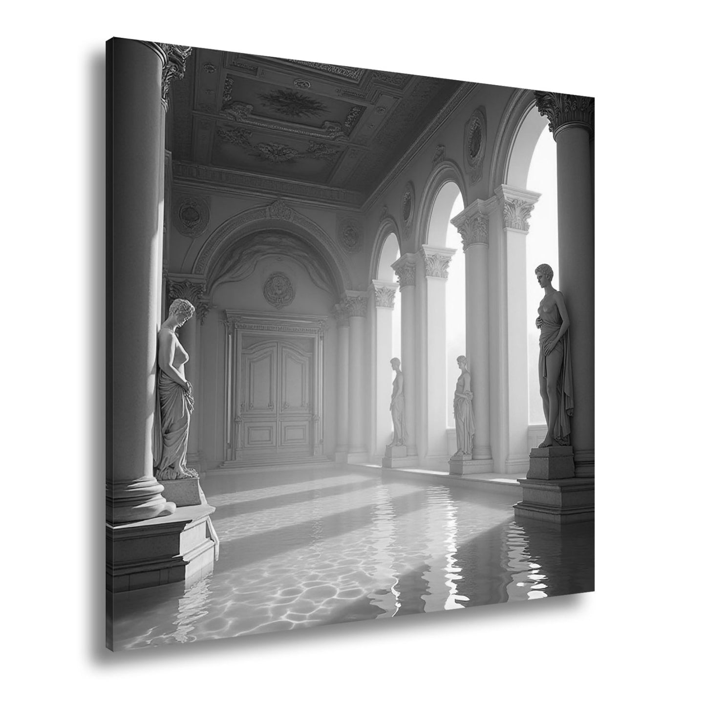 Leinwandbild Prunkvoller Säulengang, wo Stille und Eleganz sich spiegeln. - deyoli