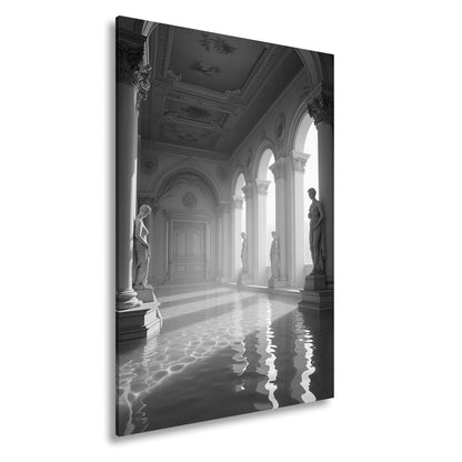 Leinwandbild Prunkvoller Säulengang, wo Stille und Eleganz sich spiegeln. - deyoli