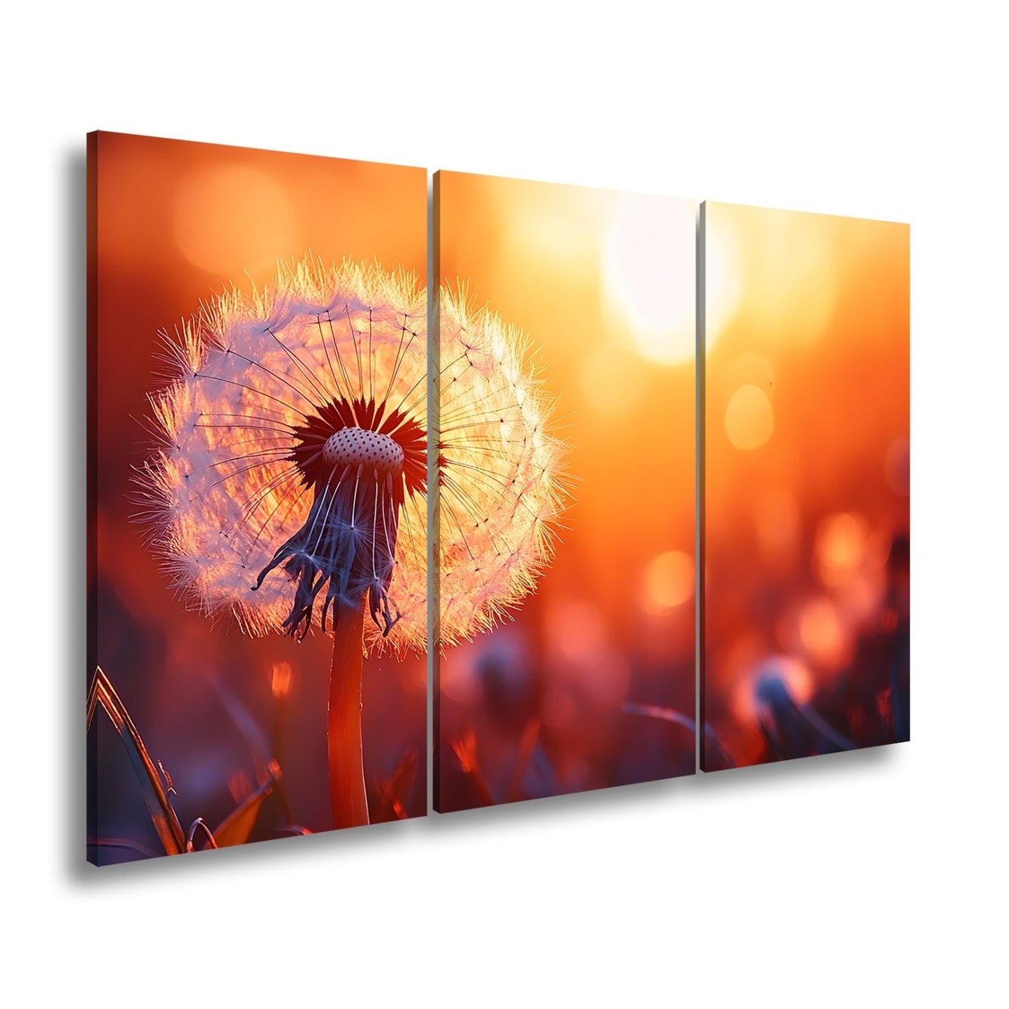 Leinwandbild Pusteblume im Abendlicht – flüchtige Schönheit des Seins. - deyoli