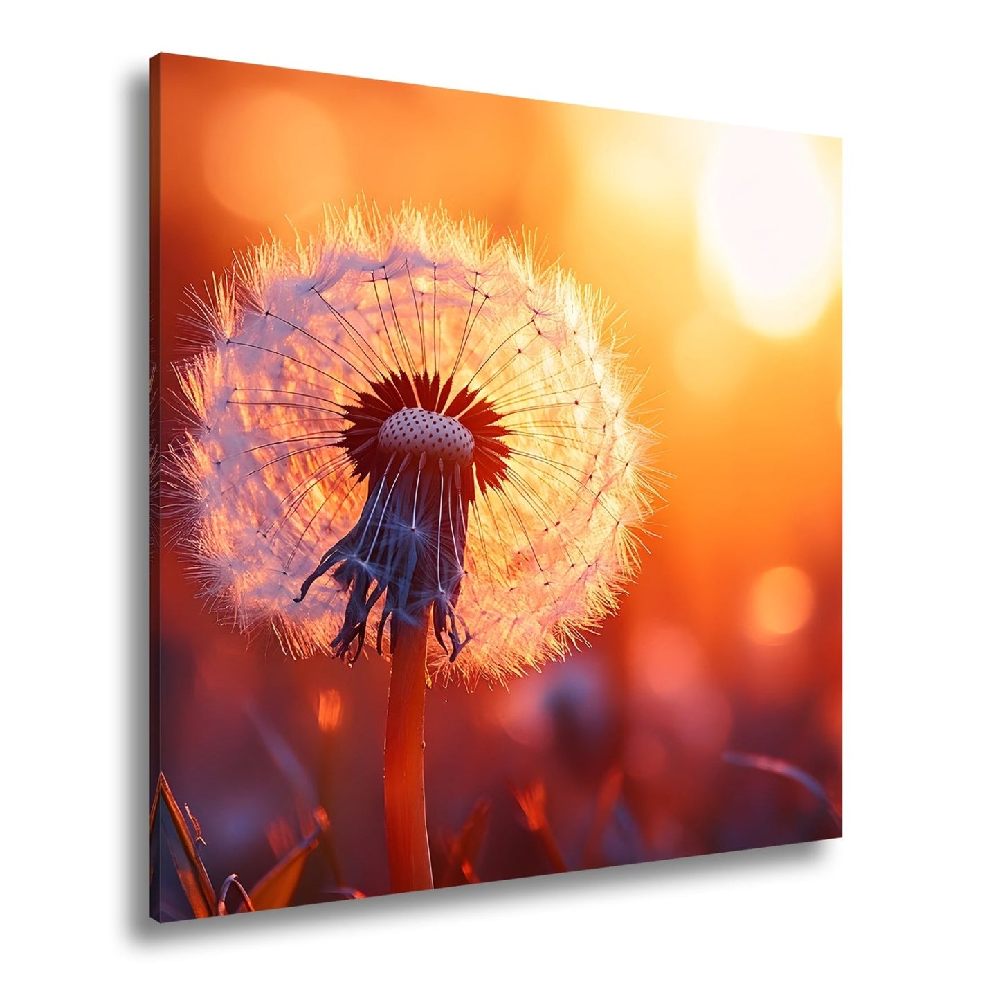 Leinwandbild Pusteblume im Abendlicht – flüchtige Schönheit des Seins. - deyoli