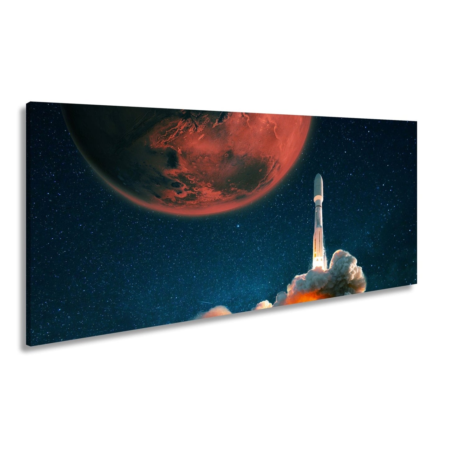 Leinwandbild Rakete steigt auf – Roter Mars & Sternenhimmel XXL - deyoli