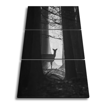 Leinwandbild Reh im Dämmerlicht des Waldes XXL – Wildtiere Wandbild Natur - deyoli