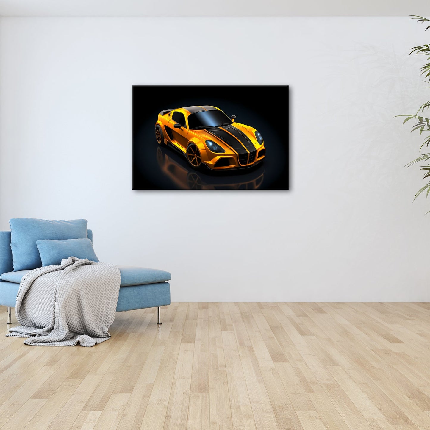 Leinwandbild Rennstreifen auf Karosserie XXL – Auto Wandbild Motorsport - deyoli