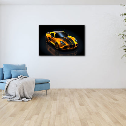 Leinwandbild Rennstreifen auf Karosserie XXL – Auto Wandbild Motorsport - deyoli