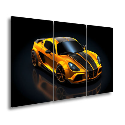 Leinwandbild Rennstreifen auf Karosserie XXL – Auto Wandbild Motorsport - deyoli