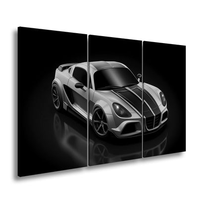 Leinwandbild Rennstreifen auf Karosserie XXL – Auto Wandbild Motorsport - deyoli