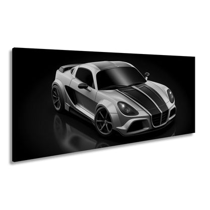 Leinwandbild Rennstreifen auf Karosserie XXL – Auto Wandbild Motorsport - deyoli